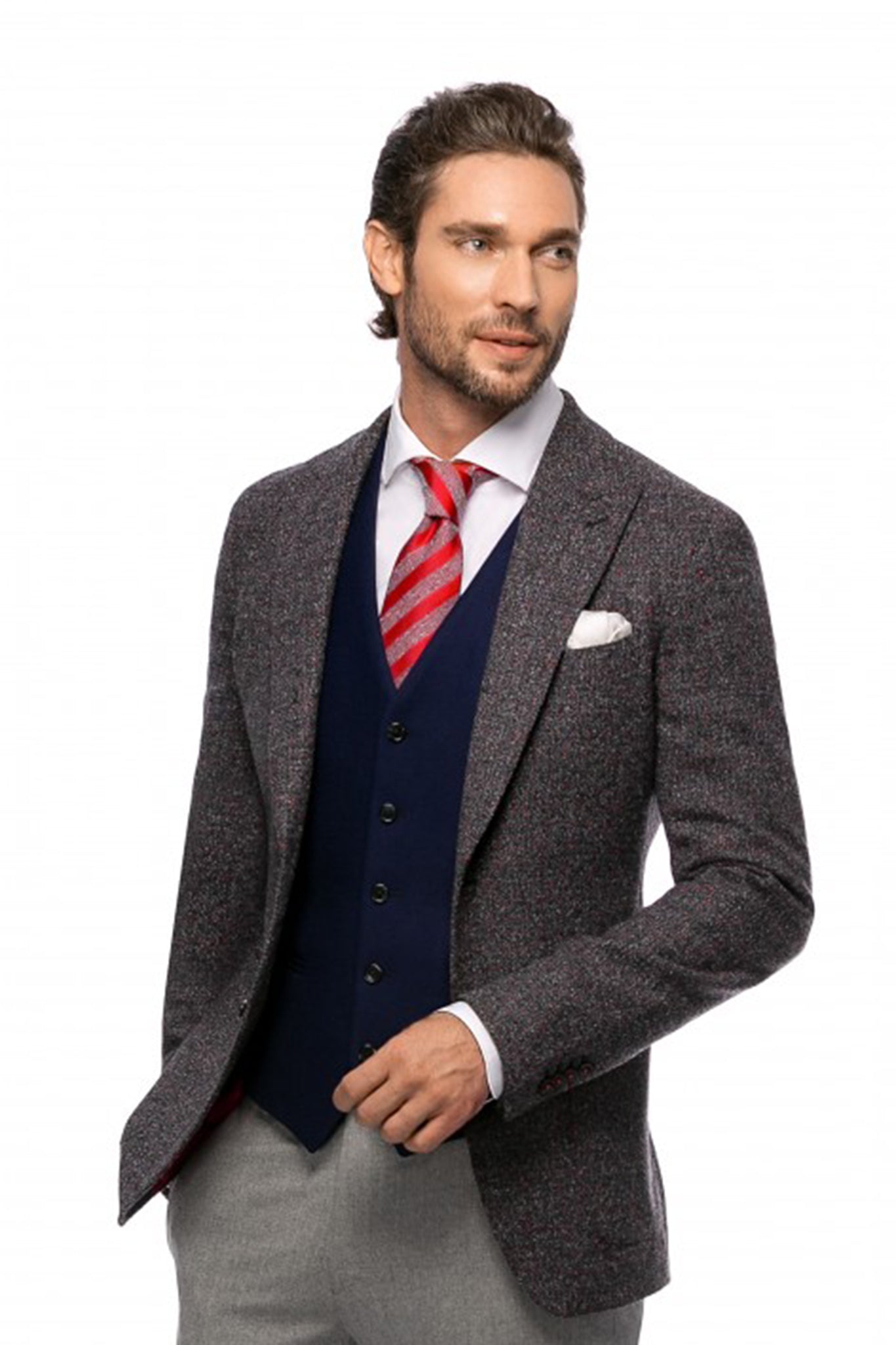 Textured gray jacket, slim fit