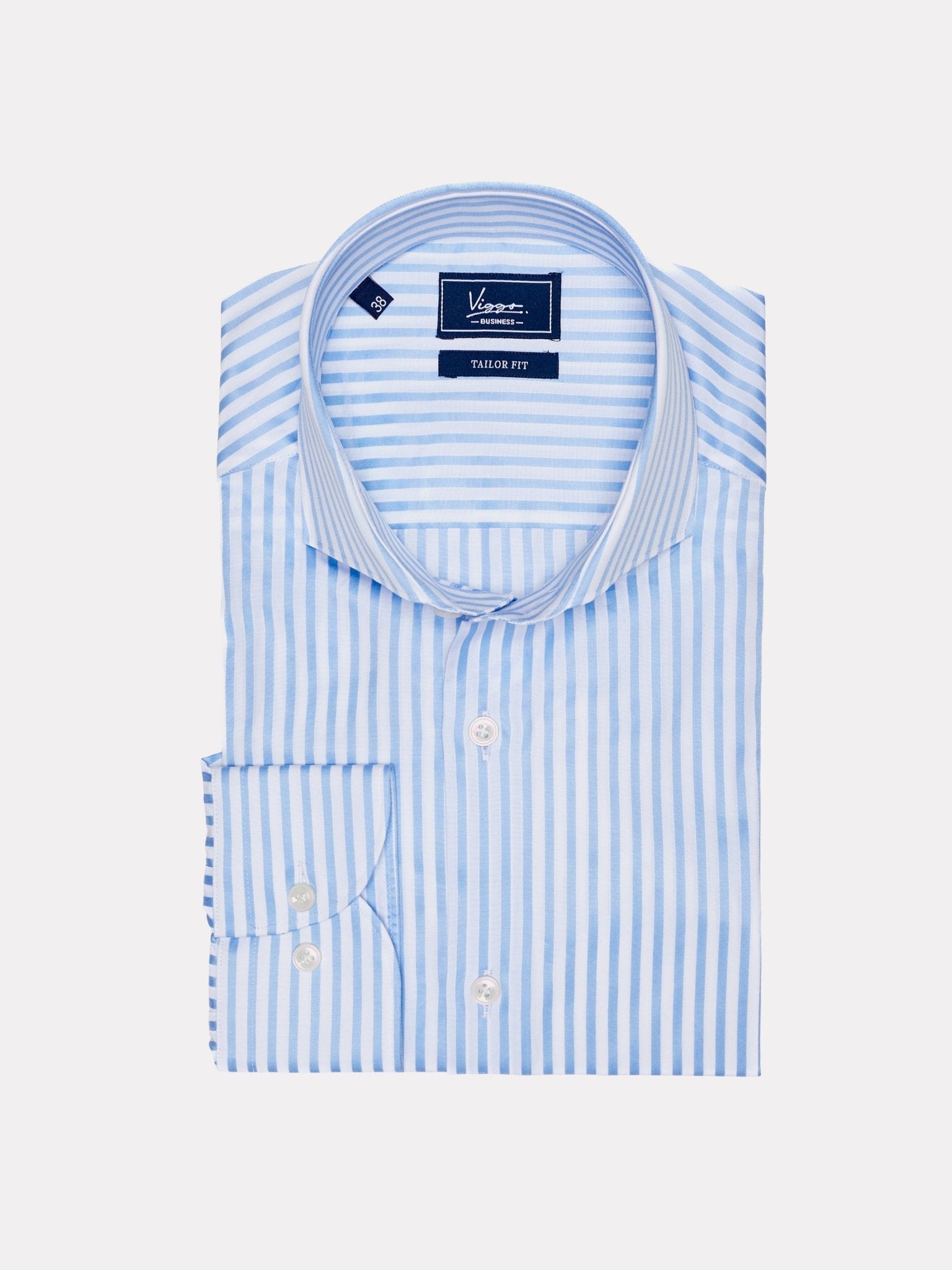 Camasa royal bio alba cu dungi bleu - Viggo